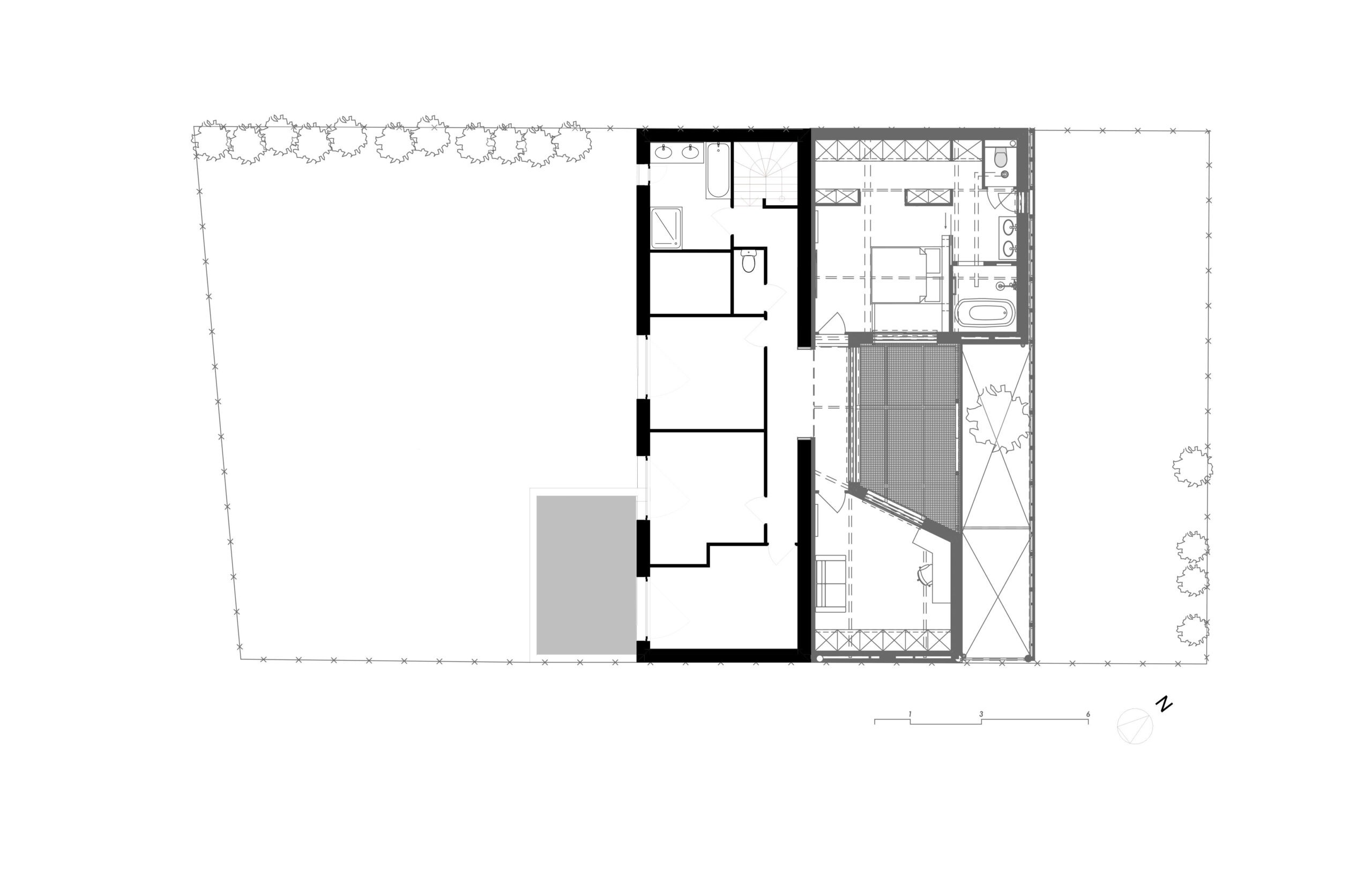 Plan architectural d'une extension d'une maison individuelle