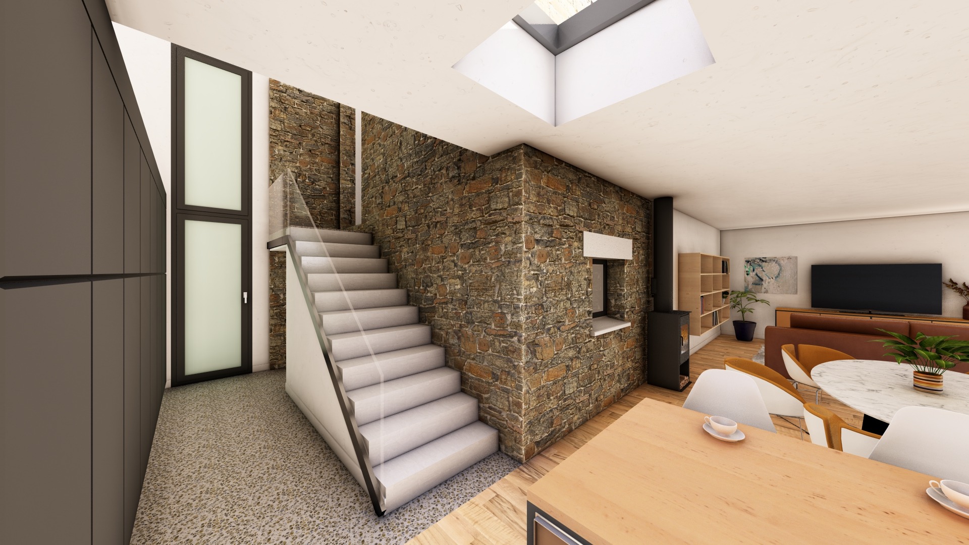 Rendu 3D de l'intérieur de l'extension