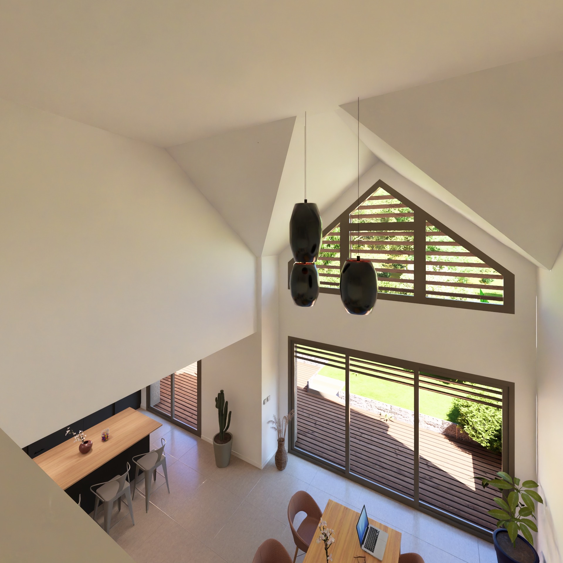 Vue aérienne de la salle à manger