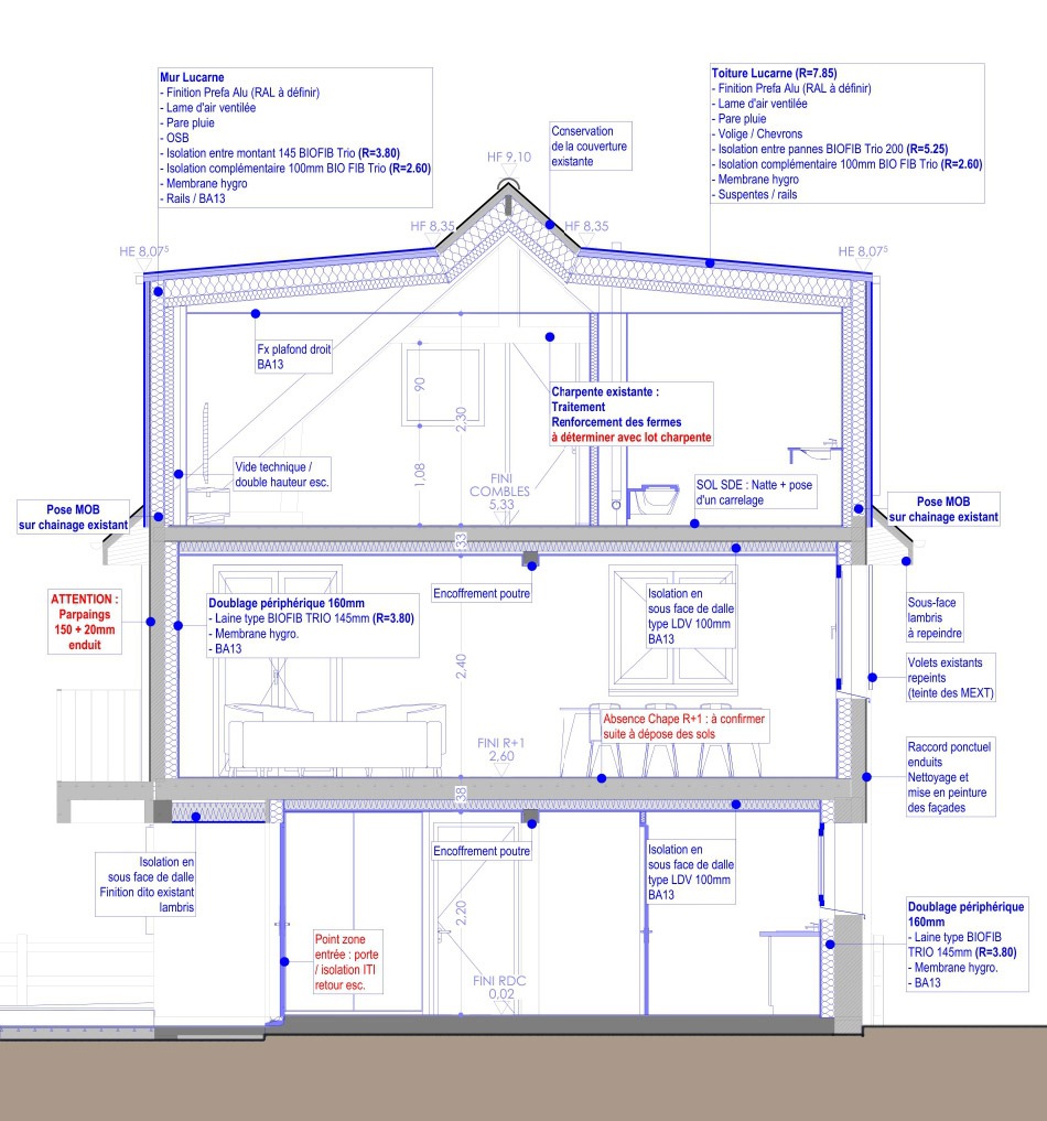 Rénovation, surélévation et création d&rsquo;une annexe